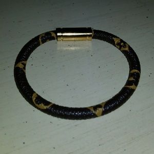 Brown leather bangle